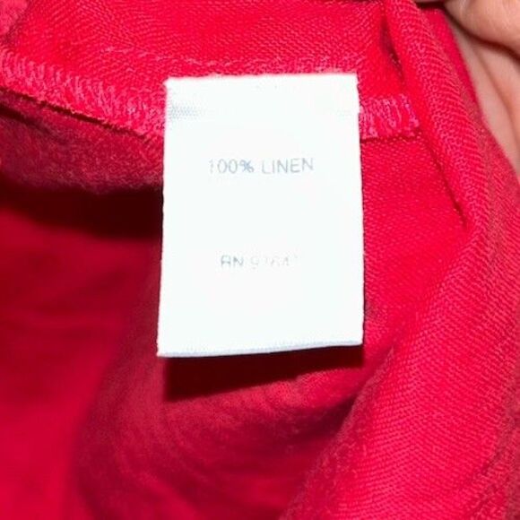 J. Jill 100% Linen Dress Womens L Casual Red Hibiscus‎ Midi Bright - Picture 3 of 6